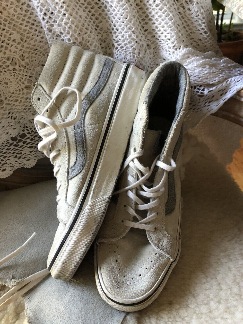 Vans Off The Wall Rose High Tops Size Men 5.5, Woman 7 Off White Suede Gray